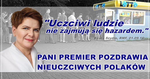 Hipokryzja hazardowa Pani Premier