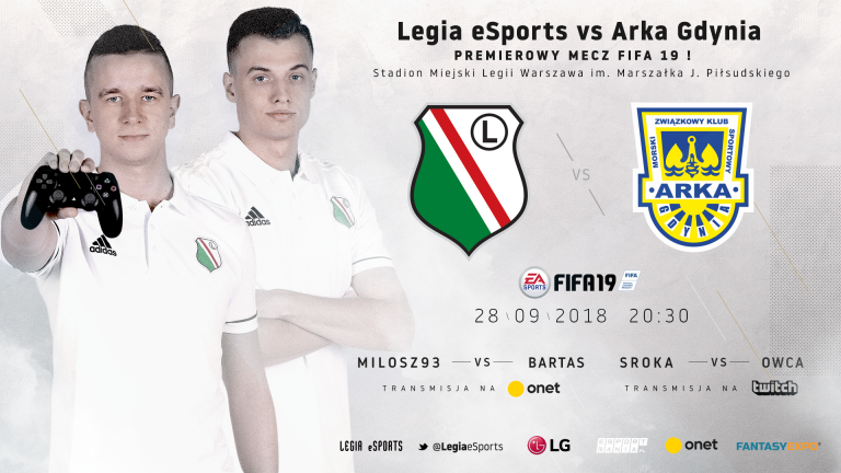 Pierwszy na świecie mecz e-sportowy w FIFA 19 na stadionie Legii