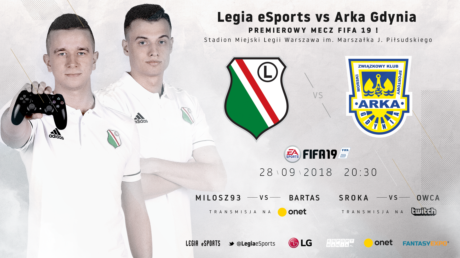 Pierwszy na świecie mecz e-sportowy w FIFA 19 na stadionie Legii