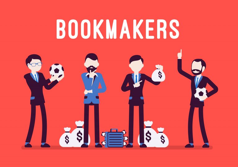 Bookmakers men with money. Business style vector concept illustration