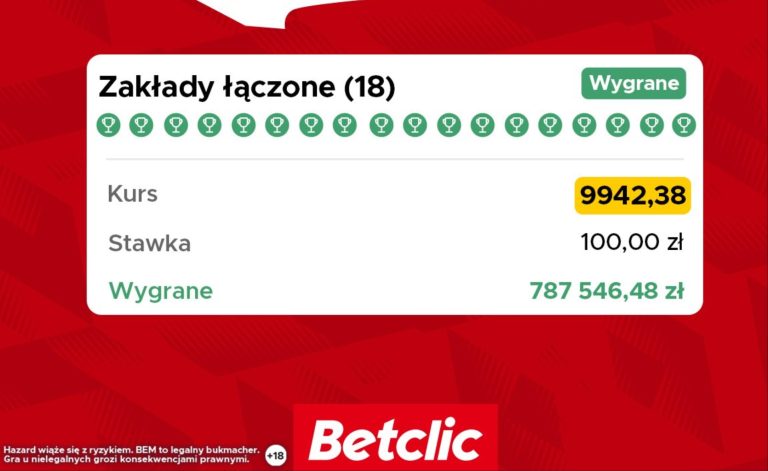 Jeden z graczy Betclic zgarnął 787 tysięcy złotych