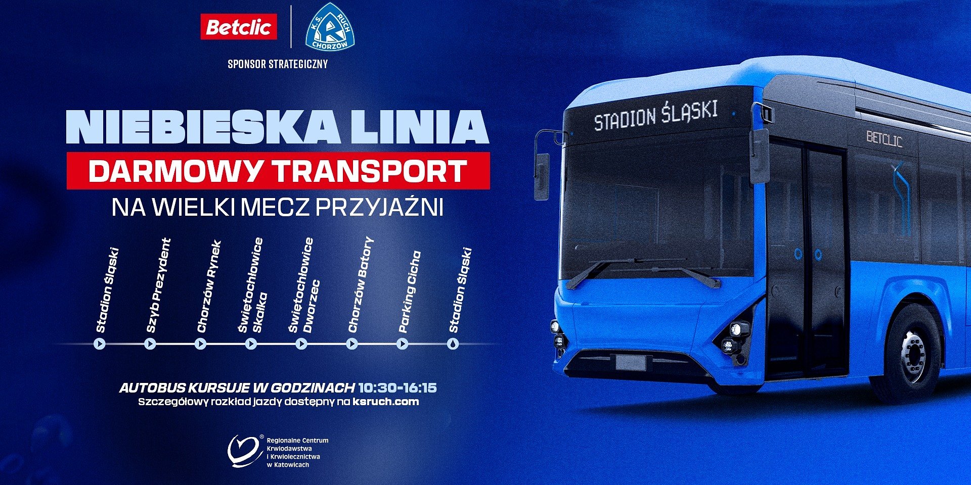 Darmowa linia autobusowa zawiezie kibiców na akcję Niebieska Krew