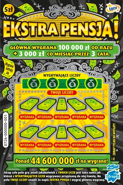 EKSTRA PENSJA od Lotto. Najnowsza edycja Zdrapki