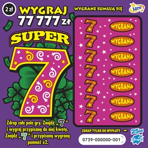 Przybij siódemkę z najnowszą SUPER 7! Najnowsza zdrapka od Lotto